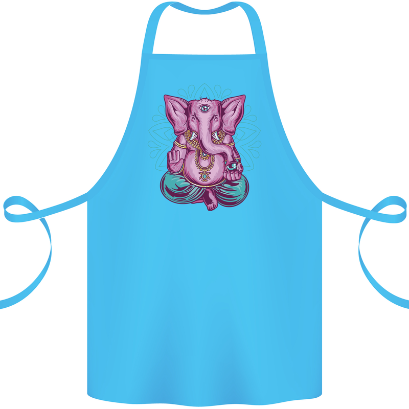 A Meditating Elephant Yoga Spiritual Cotton Apron 100% Organic Turquoise