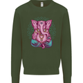 A Meditating Elephant Yoga Spiritual Kids Sweatshirt Jumper Forest Green