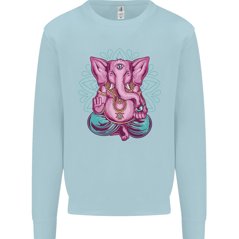 A Meditating Elephant Yoga Spiritual Kids Sweatshirt Jumper Light Blue
