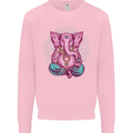 A Meditating Elephant Yoga Spiritual Kids Sweatshirt Jumper Light Pink