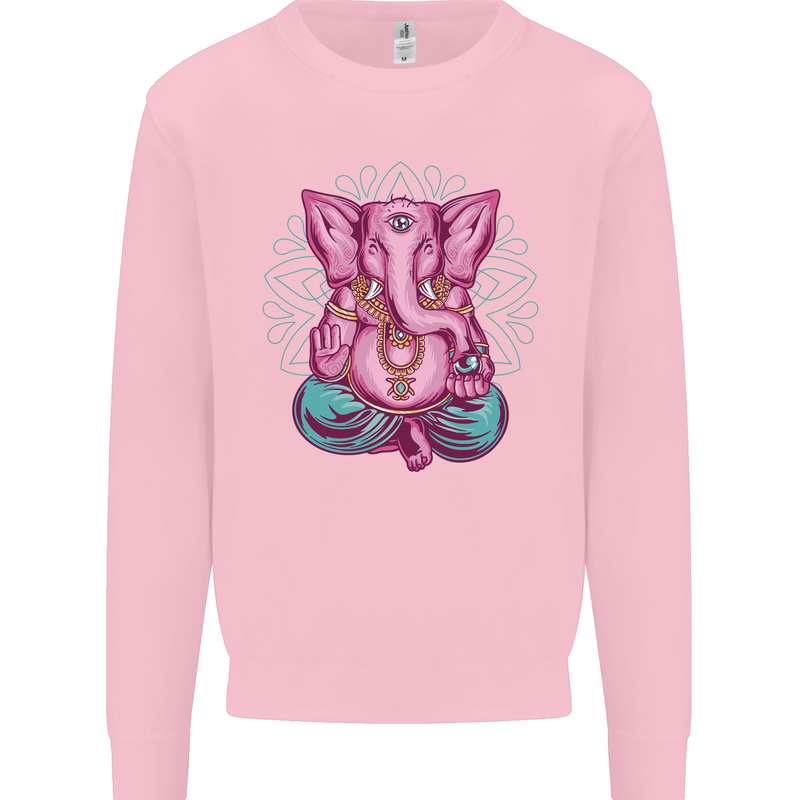 A Meditating Elephant Yoga Spiritual Kids Sweatshirt Jumper Light Pink