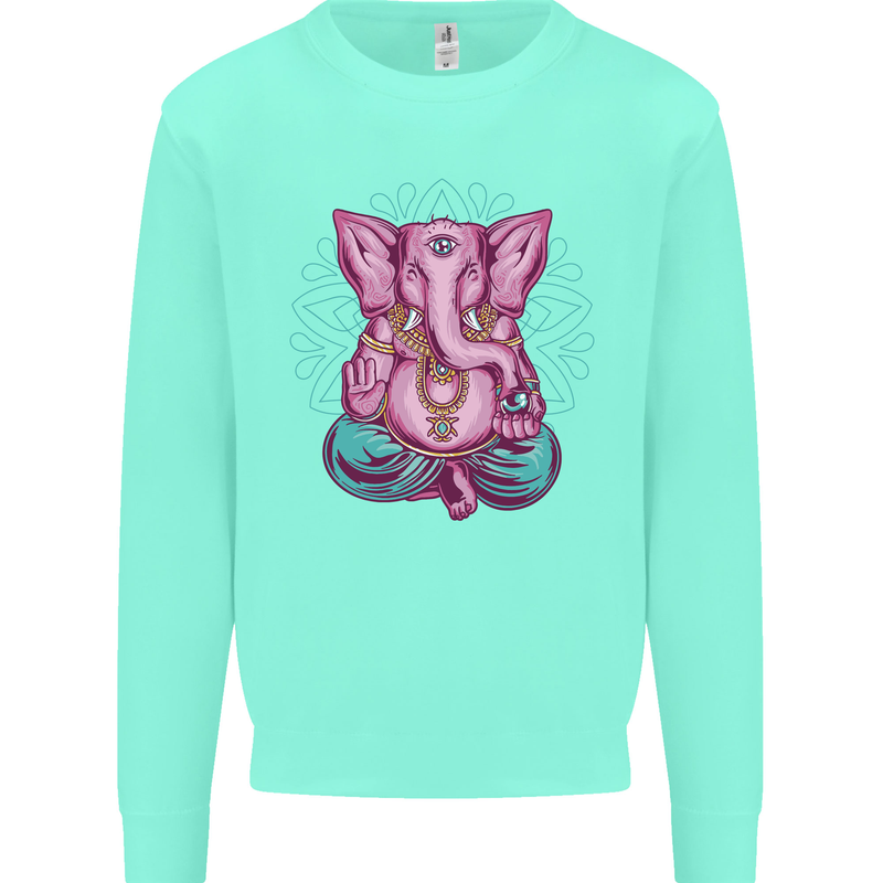 A Meditating Elephant Yoga Spiritual Kids Sweatshirt Jumper Peppermint