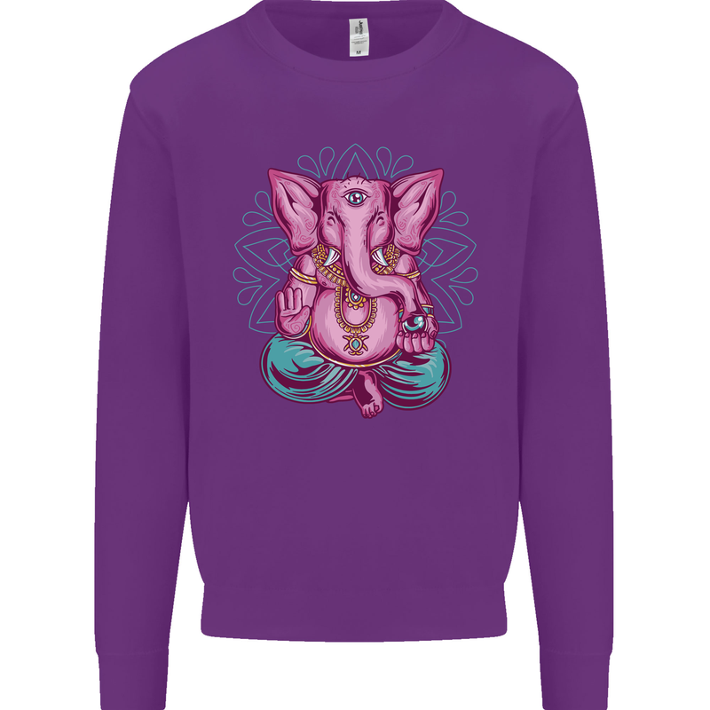 A Meditating Elephant Yoga Spiritual Kids Sweatshirt Jumper Purple