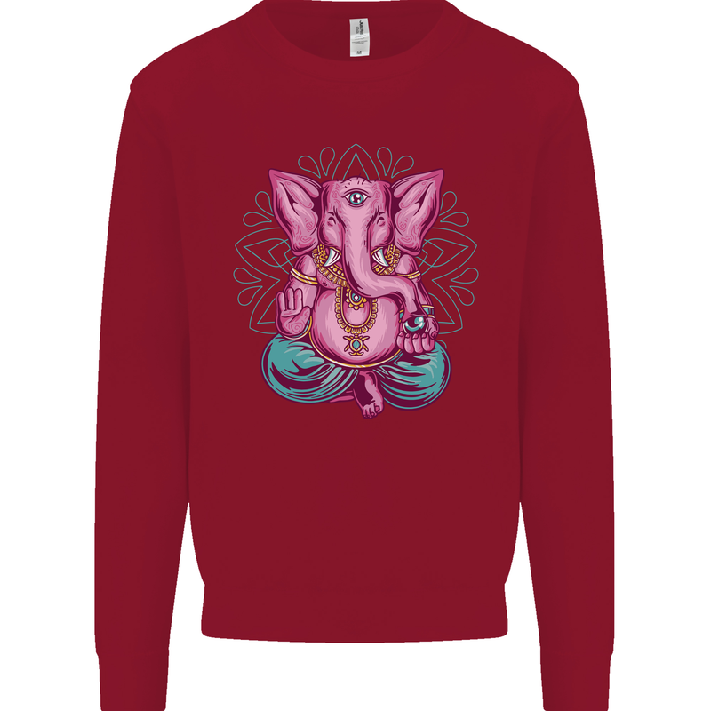 A Meditating Elephant Yoga Spiritual Kids Sweatshirt Jumper Red
