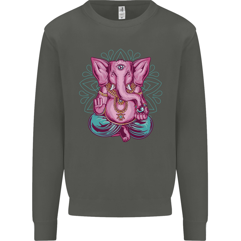 A Meditating Elephant Yoga Spiritual Kids Sweatshirt Jumper Storm Grey