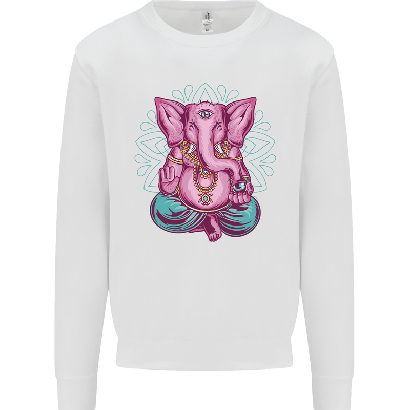 A Meditating Elephant Yoga Spiritual Kids Sweatshirt Jumper White