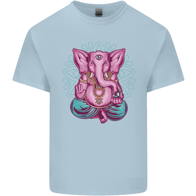 A Meditating Elephant Yoga Spiritual Kids T-Shirt Childrens Light Blue
