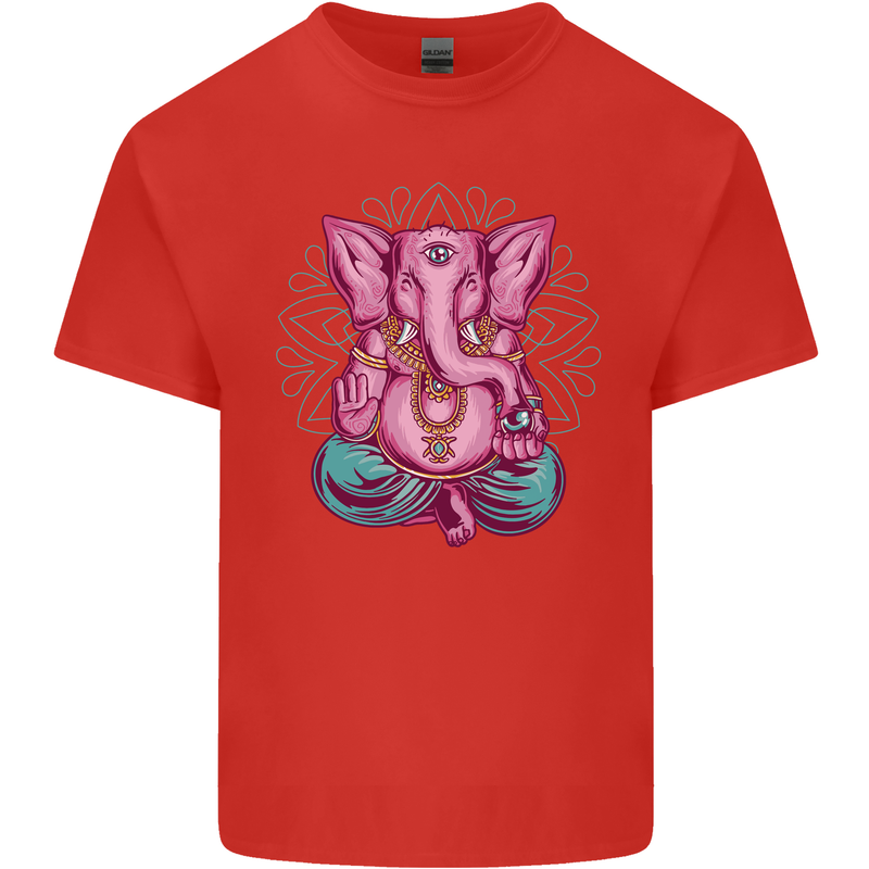 A Meditating Elephant Yoga Spiritual Kids T-Shirt Childrens Red