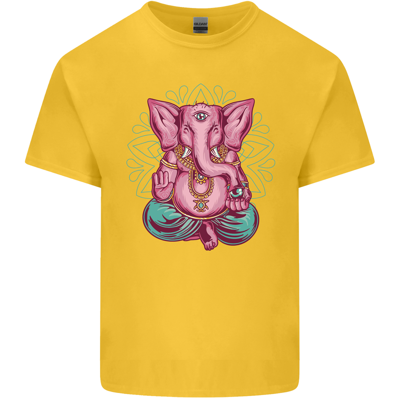 A Meditating Elephant Yoga Spiritual Kids T-Shirt Childrens Yellow