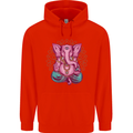 A Meditating Elephant Yoga Spiritual Mens 80% Cotton Hoodie Bright Red
