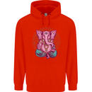 A Meditating Elephant Yoga Spiritual Mens 80% Cotton Hoodie Bright Red