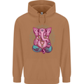 A Meditating Elephant Yoga Spiritual Mens 80% Cotton Hoodie Caramel Latte