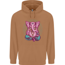 A Meditating Elephant Yoga Spiritual Mens 80% Cotton Hoodie Caramel Latte