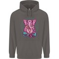 A Meditating Elephant Yoga Spiritual Mens 80% Cotton Hoodie Charcoal