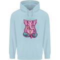 A Meditating Elephant Yoga Spiritual Mens 80% Cotton Hoodie Light Blue