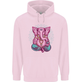 A Meditating Elephant Yoga Spiritual Mens 80% Cotton Hoodie Light Pink