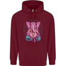 A Meditating Elephant Yoga Spiritual Mens 80% Cotton Hoodie Maroon