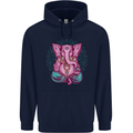 A Meditating Elephant Yoga Spiritual Mens 80% Cotton Hoodie Navy Blue