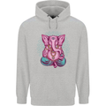 A Meditating Elephant Yoga Spiritual Mens 80% Cotton Hoodie Sports Grey