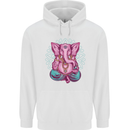 A Meditating Elephant Yoga Spiritual Mens 80% Cotton Hoodie White