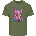 A Meditating Elephant Yoga Spiritual Mens Cotton T-Shirt Tee Top Military Green
