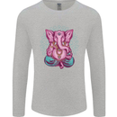 A Meditating Elephant Yoga Spiritual Mens Long Sleeve T-Shirt Sports Grey