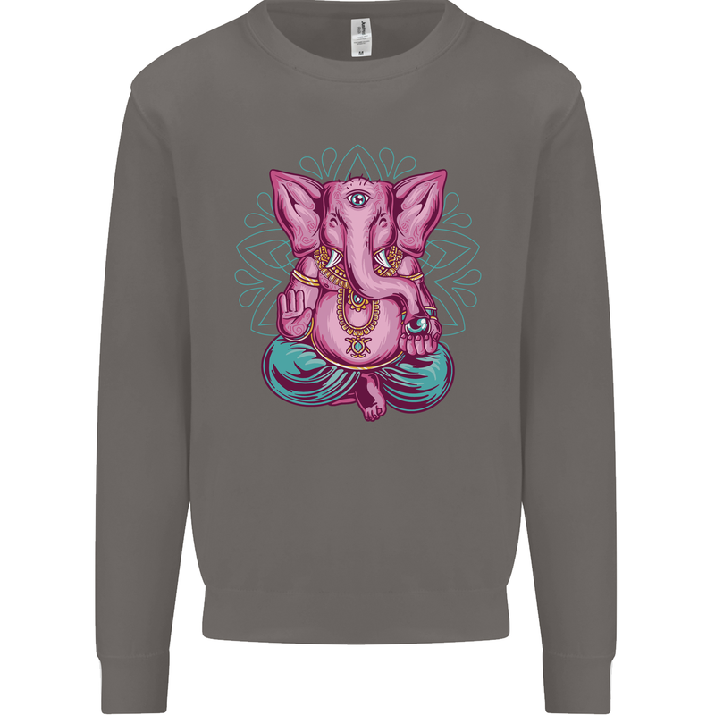 A Meditating Elephant Yoga Spiritual Mens Sweatshirt Jumper Charcoal