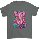 A Meditating Elephant Yoga Spiritual Mens T-Shirt Cotton Gildan Charcoal