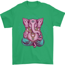A Meditating Elephant Yoga Spiritual Mens T-Shirt Cotton Gildan Irish Green