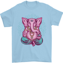 A Meditating Elephant Yoga Spiritual Mens T-Shirt Cotton Gildan Light Blue