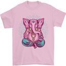 A Meditating Elephant Yoga Spiritual Mens T-Shirt Cotton Gildan Light Pink