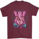 A Meditating Elephant Yoga Spiritual Mens T-Shirt Cotton Gildan Maroon