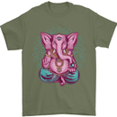 A Meditating Elephant Yoga Spiritual Mens T-Shirt Cotton Gildan Military Green