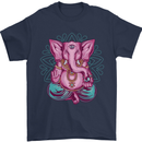 A Meditating Elephant Yoga Spiritual Mens T-Shirt Cotton Gildan Navy Blue