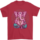 A Meditating Elephant Yoga Spiritual Mens T-Shirt Cotton Gildan Red