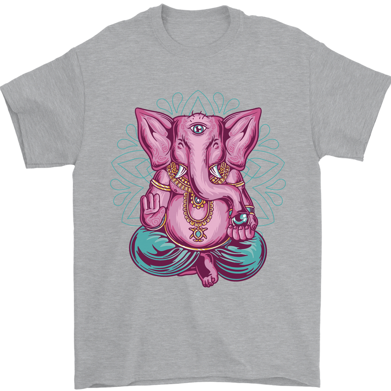 A Meditating Elephant Yoga Spiritual Mens T-Shirt Cotton Gildan Sports Grey