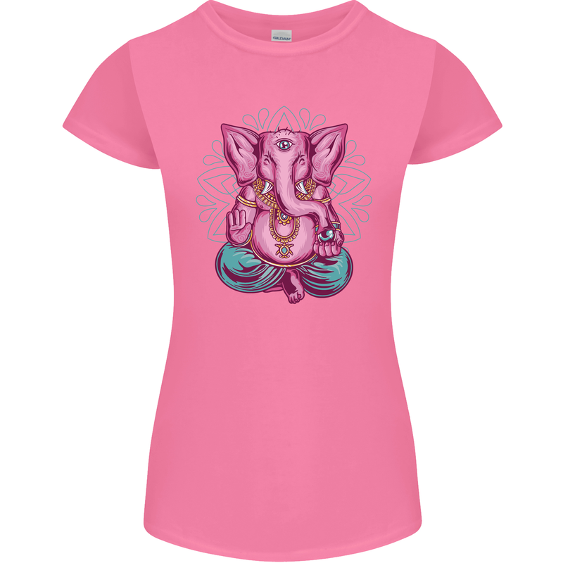 A Meditating Elephant Yoga Spiritual Womens Petite Cut T-Shirt Azalea