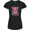 A Meditating Elephant Yoga Spiritual Womens Petite Cut T-Shirt Black