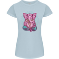 A Meditating Elephant Yoga Spiritual Womens Petite Cut T-Shirt Light Blue