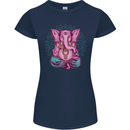 A Meditating Elephant Yoga Spiritual Womens Petite Cut T-Shirt Navy Blue