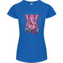 A Meditating Elephant Yoga Spiritual Womens Petite Cut T-Shirt Royal Blue
