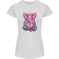 A Meditating Elephant Yoga Spiritual Womens Petite Cut T-Shirt White