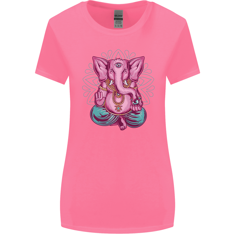 A Meditating Elephant Yoga Spiritual Womens Wider Cut T-Shirt Azalea