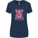 A Meditating Elephant Yoga Spiritual Womens Wider Cut T-Shirt Navy Blue