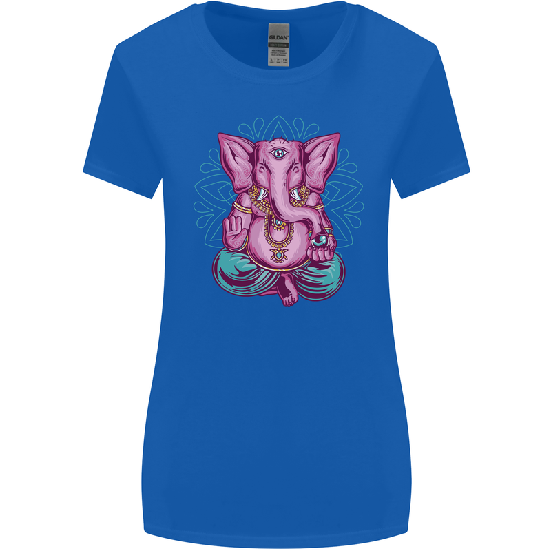 A Meditating Elephant Yoga Spiritual Womens Wider Cut T-Shirt Royal Blue