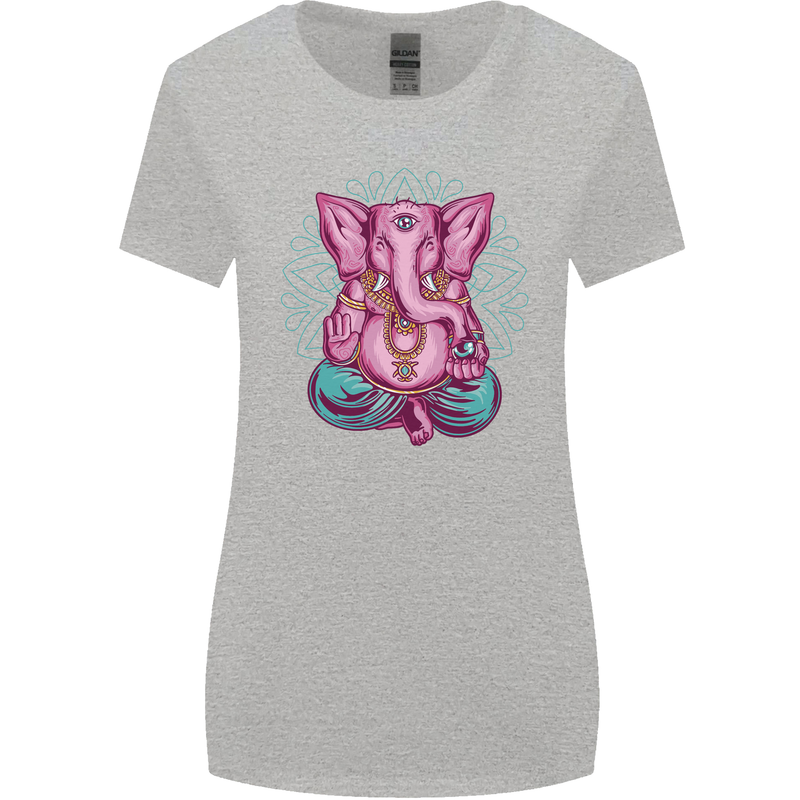 A Meditating Elephant Yoga Spiritual Womens Wider Cut T-Shirt Sports Grey