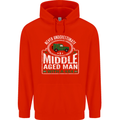 A Middle Aged Man With a 4x4 Off Roading Mens 80% Cotton Hoodie Bright Red