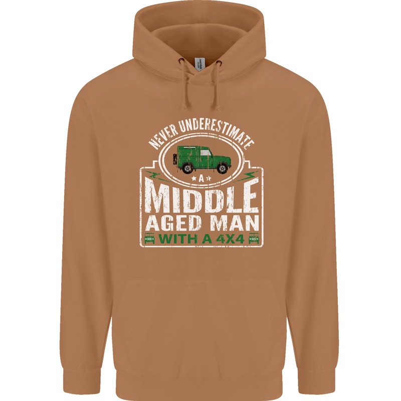 A Middle Aged Man With a 4x4 Off Roading Mens 80% Cotton Hoodie Caramel Latte
