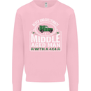 A Middle Aged Man With a 4x4 Off Roading Mens Sweatshirt Jumper Light Pink