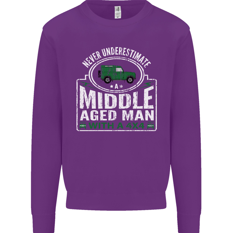 A Middle Aged Man With a 4x4 Off Roading Mens Sweatshirt Jumper Purple